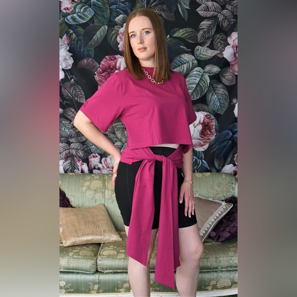 NWT Tie-Front Organic Cotton T-shirt - Picture 3 of 6